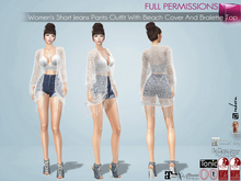 FullPerm SAVE 4in1 Women's Short Jeans Pants Outfit With Beach Cover&Bralette Legacy Maitreya 5.3 LaraX Ebody Reborn