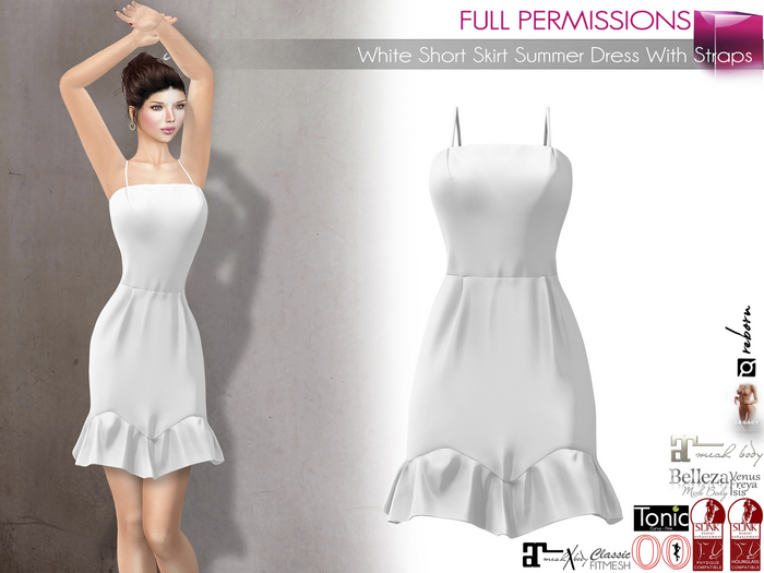 Full Perm White Short Skirt Summer Dress With Straps Legacy Maitreya 5.3 LaraX Slink Belleza Tonic Ocacin Ebody Reborn