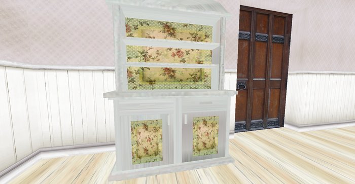 ALMOST FREE! WHIMSY BLUSH FLORAL HUTCH-SHABBY CHIC & RUSTIC ROMANTIC (4 PRIMS ONLY)