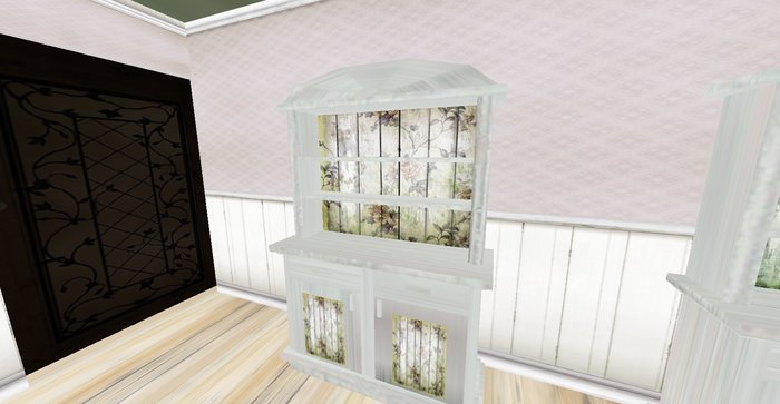 ALMOST FREE! WHIMSY CREAM  FLORAL HUTCH-SHABBY CHIC & RUSTIC ROMANTIC (4 PRIMS ONLY)