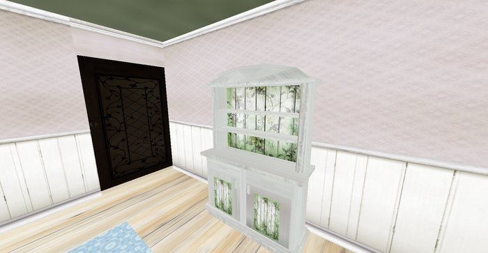 ALMOST FREE! WHIMSY HINT OF MINT  FLORAL HUTCH-SHABBY CHIC & RUSTIC ROMANTIC (4 PRIMS ONLY)