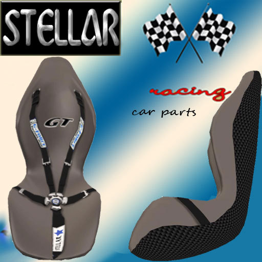  Grey/black Leather look car seat with 5 point racing harness Racing seat by Stellar