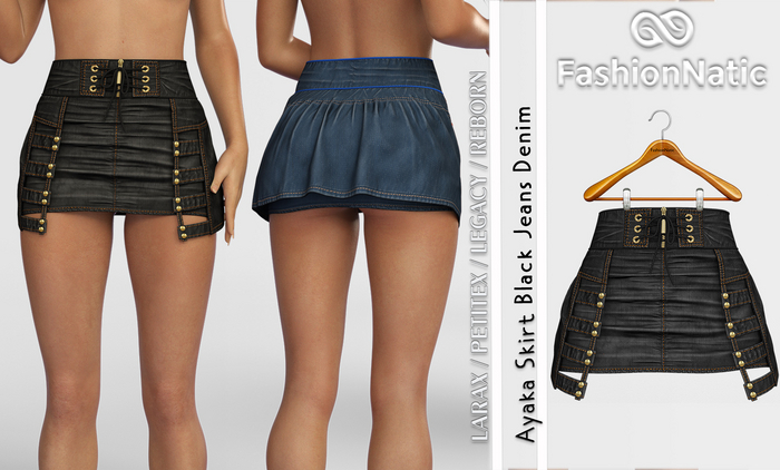 Skirt Ayaka Black  Denim - Jeans - Reborn, Waifu, Legacy, LaraX, PetiteX FashionNatic