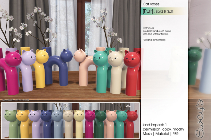 Sway's [Purr] Cat Vases . Soft & Bold