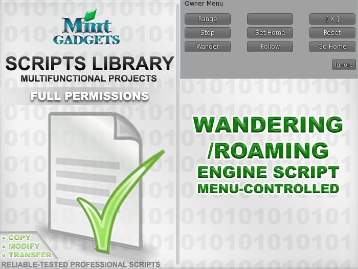 Mint Scripts - Wandering/Roaming Engine Script - Commercial/Full Perms