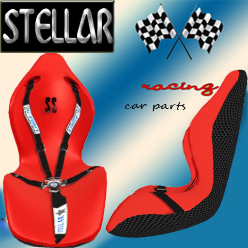  Red/black SS Leather look car seat with 5 point racing harness Racing seat by Stellar