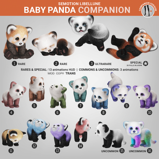 SEmotion Libellune Baby Panda Companion RARE 01
