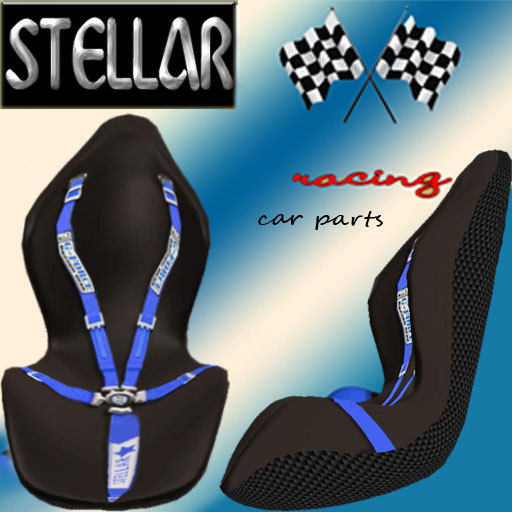 Charcoal grey/black Leather look car seat with 5 point racing harness Racing seat by Stellar