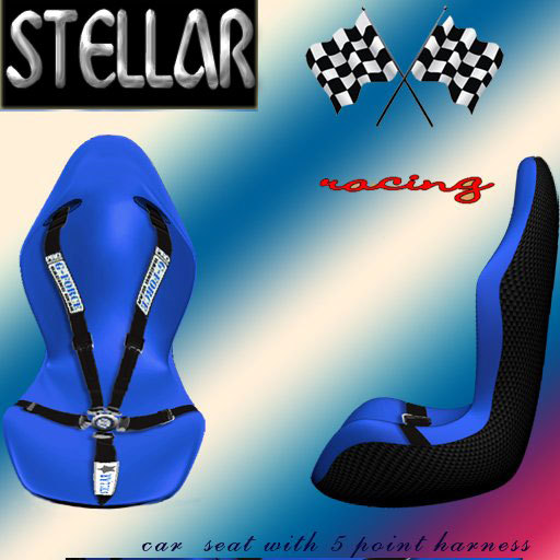SCULPTED CAR SEAT  1  PRIM RACING SEAT  WITH 5  POINT HARNESS  VINYL  LOOK