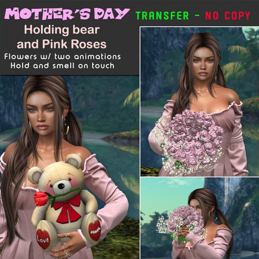 Mother's day-Pink Roses  & Bear[LizzYay]Transfer