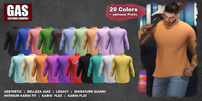 GAS [Mens Turtleneck Twenty-25 - 20 Colors w/HUD FATPACK] Demo