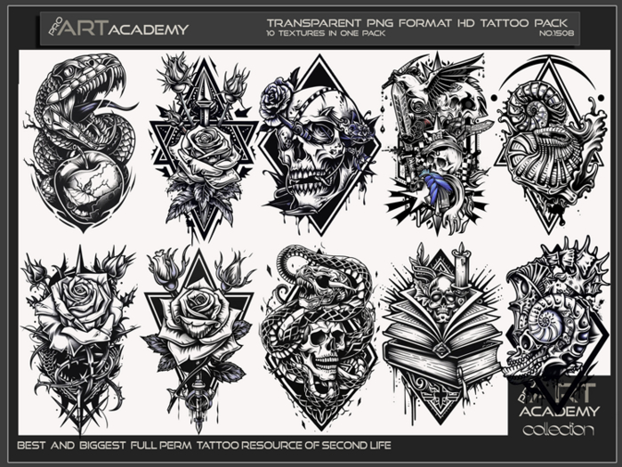 Tattoo Texture Map Second Life Marketplace - @PAA - Tattoo Texture Pack 1508