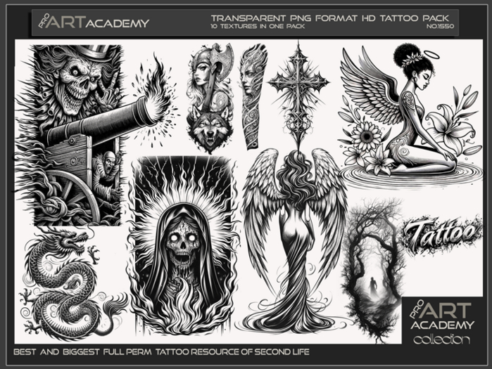 Tattoo Texture Map Second Life Marketplace - @PAA - Tattoo Texture Pack 1550