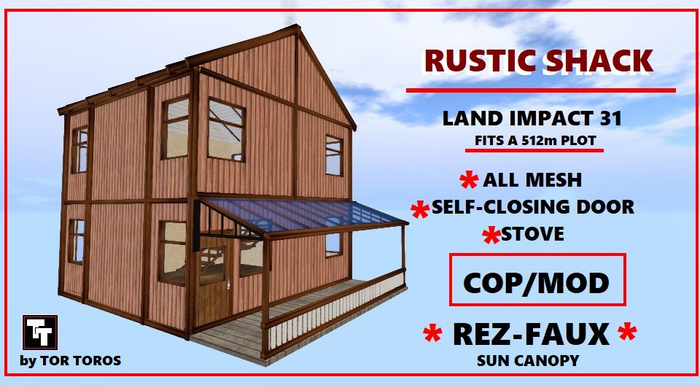 REZ-FAUX RUSTIC SHACK (Boxed) LOW PRIM HOUSE