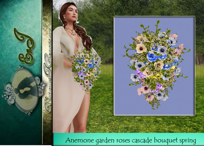 Anemone garden roses cascade  bouquet spring