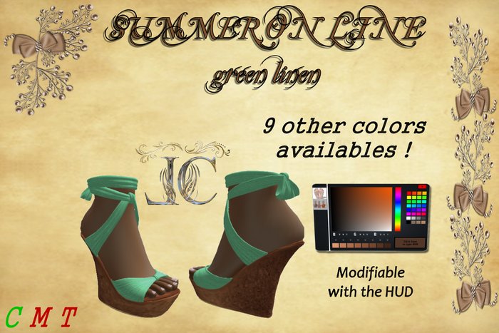 SUMMER ON LINE green linen shoes