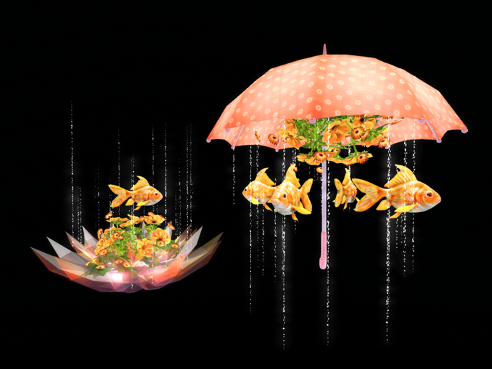 MC Colorful Umbrella Lotus Goldfish Set