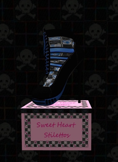 Sweet Heart Stilettos - Blue & Black