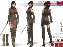 Full Perm Female Fantasy Leather Armguards Fingerless Gloves Maitreya 5.3 LaraX Ebody Reborn Legacy Belleza Slink Tonic