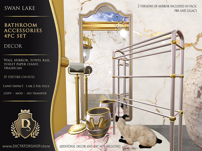 [Ds] Swan Lake - Bathroom Accessories 4pc Set