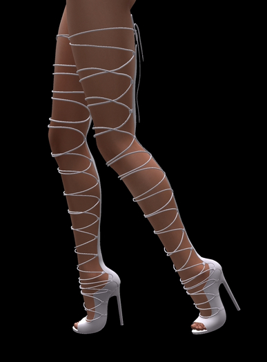 Sexy White High Heel Strap Boots