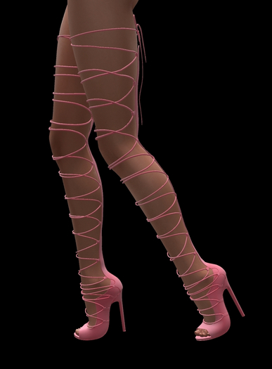 Sexy Pink High Heel Strap Boots