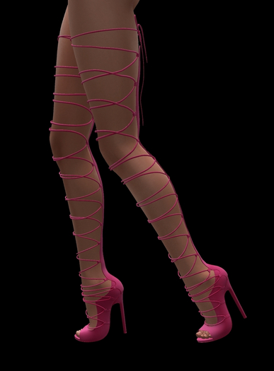 Sexy Magenta High Heel Strap Boots