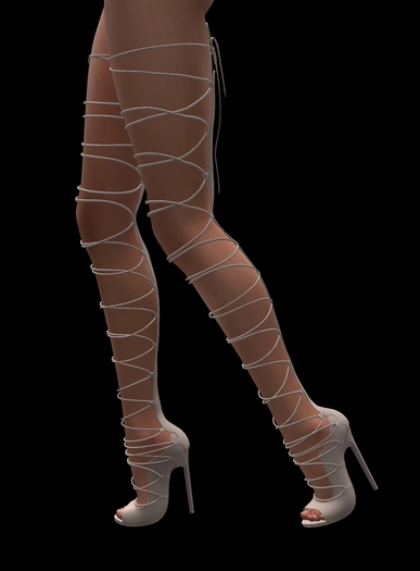 Sexy Creme High Heel Strap Boots