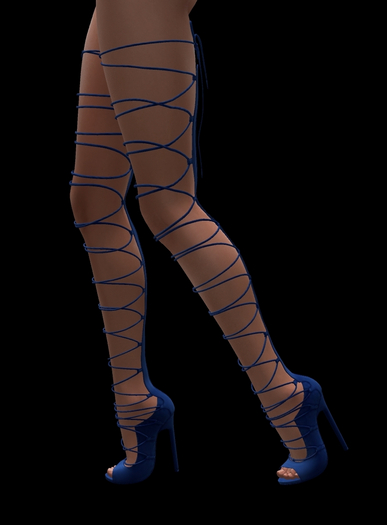 Sexy Blue High Heel Strap Boots