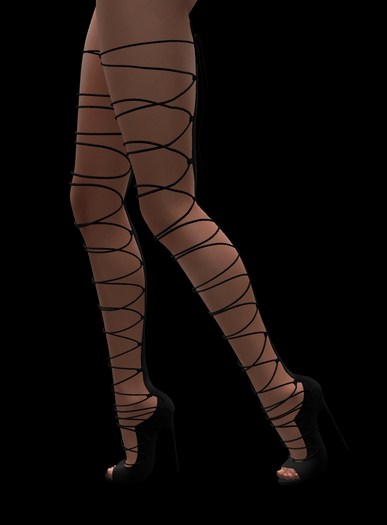 Sexy Black High Heel Strap Boots