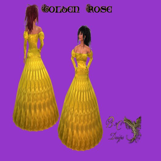 B*C Designs Golden Rose Gown/shopping bag