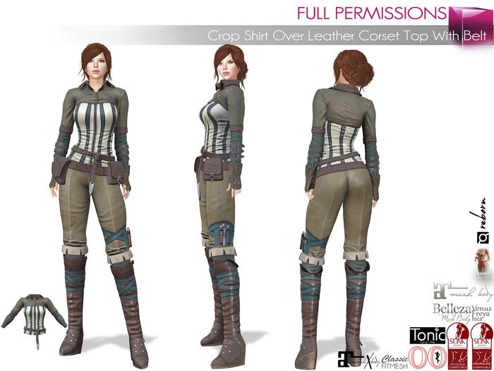 Full Perm Female Steampunk Fantasy Top Maitreya 5.3 LaraX Ebody Reborn Legacy Belleza Slink Tonic Ocacin Classic Avatars