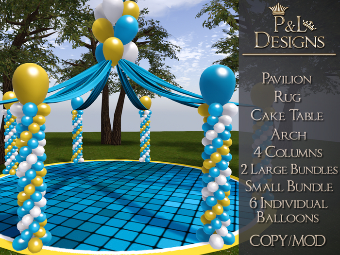 [P&L] - Balloon Pavilion Set - Aqua, Yellow, and White