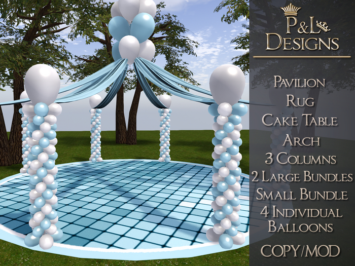 [P&L] - Balloon Pavilion Set - Baby Blue and White