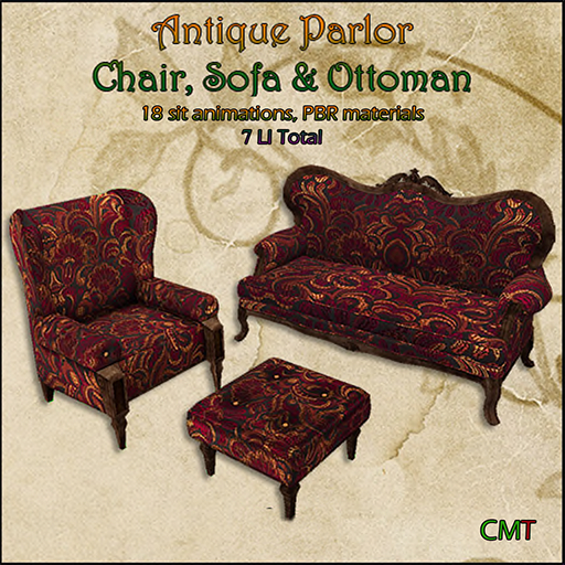 Antique Sofa, Chair & Ottoman