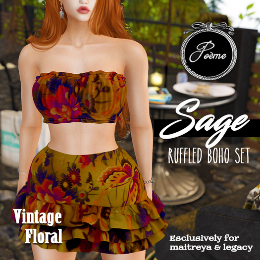 {Poeme} Parsley & Sage Ruffled Boho Set (Vintage)