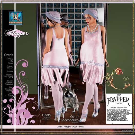 .:MD:. Flapper Dress Pink (Lara X, Reborn, Legacy Update!)