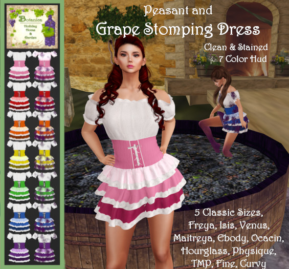 Peasant & Grape Stomping Dress - 7 Colors 