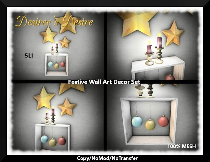:::::Desiree's Desire:::: Festive Wall Art Decor Set, 5 Prims