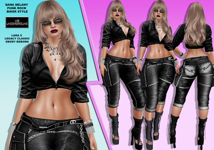 **DEMO**DANA DELANY PUNK ROCK BIKER STYLE COMPLETE OUTFIT**