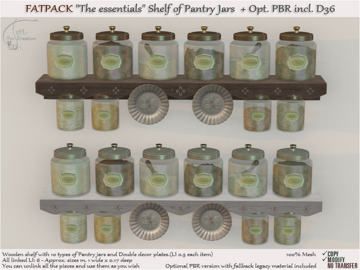 Shelf of mason pantry jars (PBR incl.) - The essentials FATPACK D36