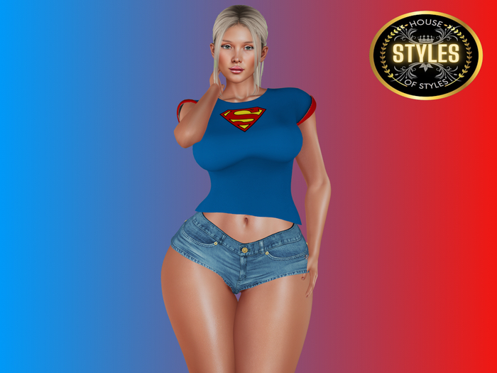 Superman Logo Ladies Tee (Blue)