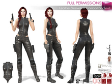 Full Perm Leather Sleeveless Combat Bodysuit For Legacy Maitreya 5.3 LaraX Slink Belleza Tonic Ocacin Ebody Reborn