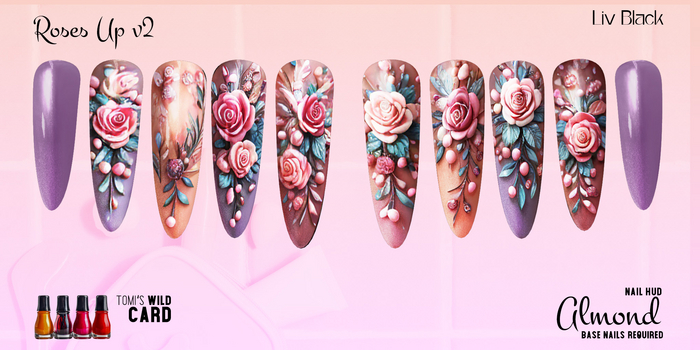Nail HUD - Almond -  Roses Up v2 - Demo