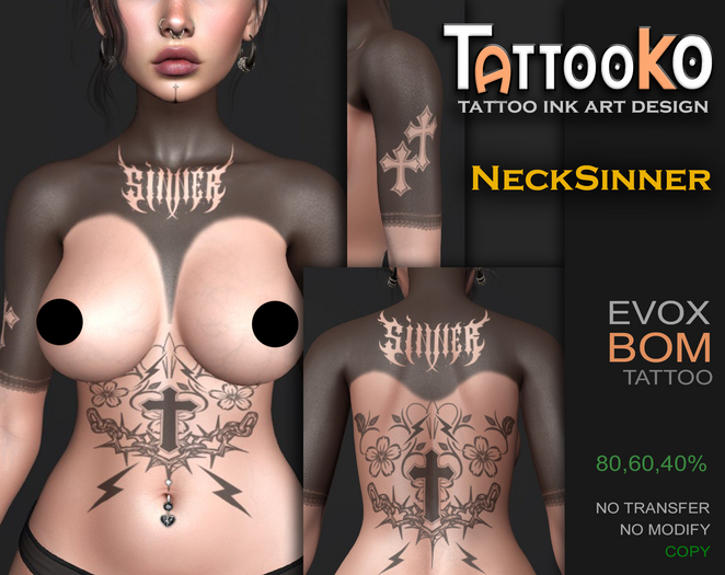 [TattooKO] Tattoo NeckSinner - Evox
