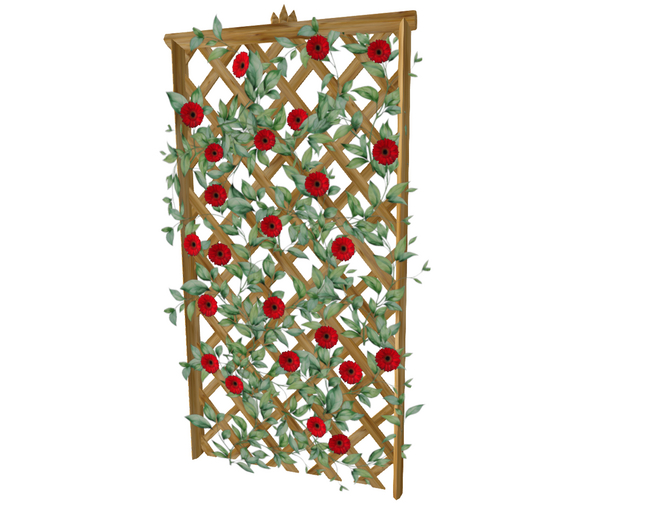 Trellis Red Summer Flowers