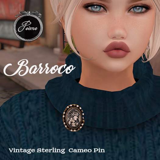{Poeme} Barroco Sterling Cameo Pin