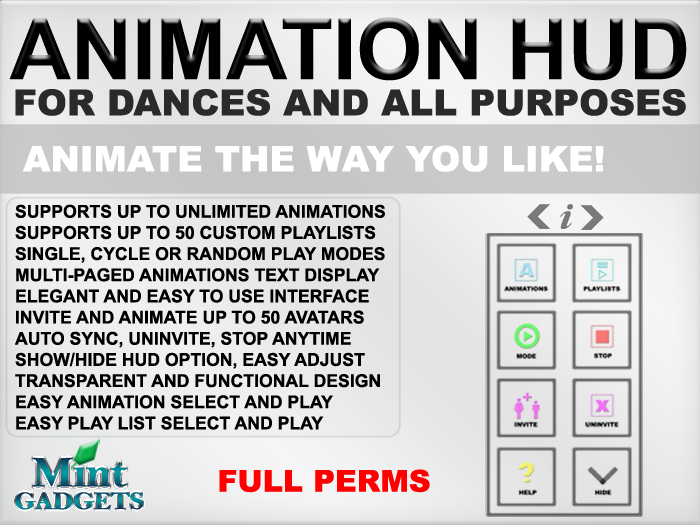 Elegance Animation Dance HUD - Full Perms