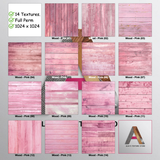 Second Life Marketplace - [ATS] Wood Textures - Pink - FULL PERM