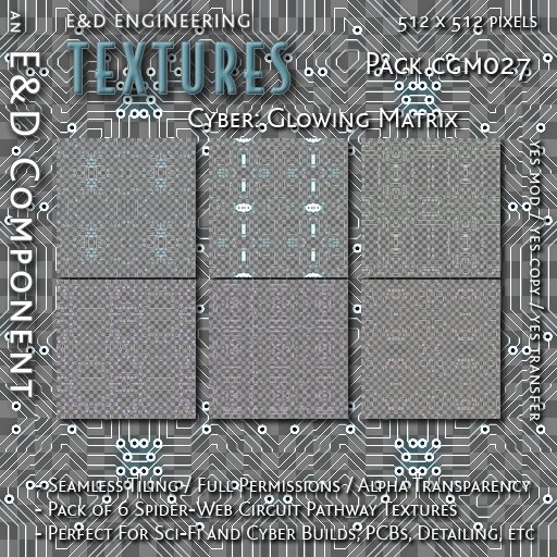 [CGM027] 6 Spider-Web Computer Circuit Textures PCB Textures for Cyberpunk Environments by E&D ENGINEERING